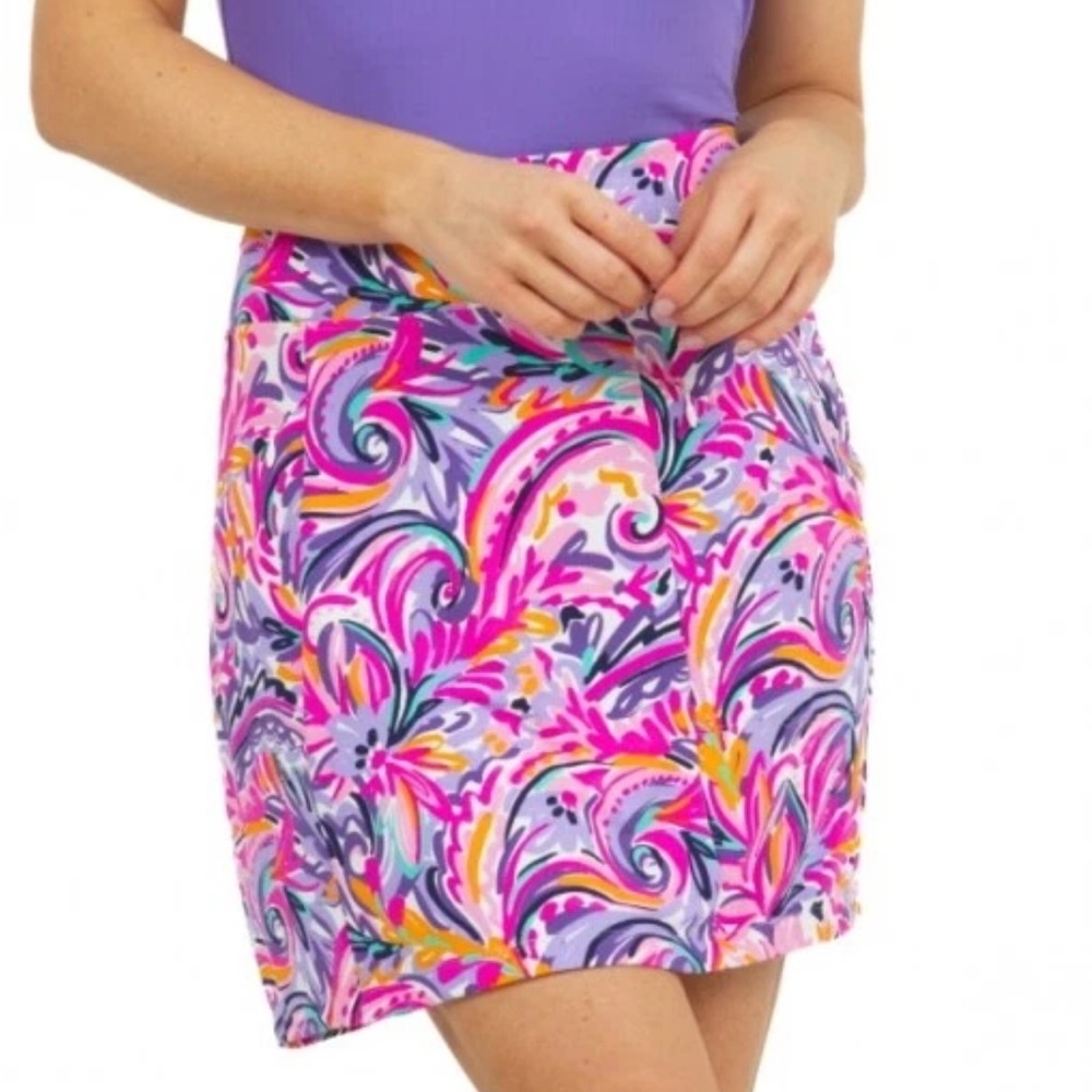 IBKUL Women’s Golf Tennis Skort Aubrey Plum Multi Print Sz M UPF 50
